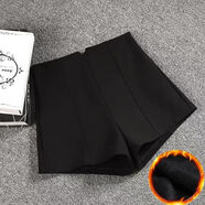 OLOEY秋冬黑色彈力高腰新款設(shè)計(jì)感短褲女韓版小個子休閑熱褲顯瘦包臀褲 黑色V腰【后拉鏈】加絨加厚 S