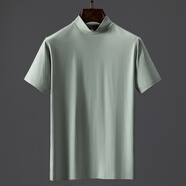 誠景夏季莫代爾涼爽短袖男t恤純色青年時(shí)尚都市中領(lǐng)半袖體恤打底上衣I 淺綠色 2XL