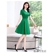 啄木鳥(niǎo)輕奢高端高端氣質(zhì)冰絲連衣裙女夏2025年新款小個(gè)子收腰時(shí)尚洋 YA V48綠色 L 適合100-110斤