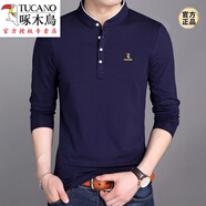 啄木鳥(niǎo)（TUCANO）立領(lǐng)長(cháng)袖t恤男士純色棉薄款春秋打底polo.衫中年男裝上衣潮流 8165藏青 L 170