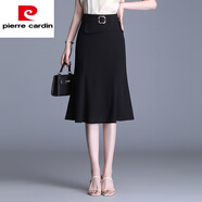 皮爾卡丹（pierre cardin）中長款過膝一步魚尾裙2025春夏新款高腰顯瘦雪紡包臀半身裙短裙女 黑色魚尾裙  XL/29 110-120斤