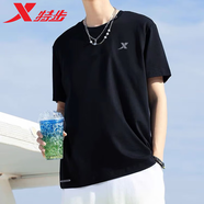 特步（XTEP）冰絲透氣短袖t恤男速干健身短袖男寬松跑步上衣體恤運(yùn)動(dòng)服男半袖T 冰絲速干款-正黑色 2XL 185