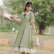 Baldauren13女大童連衣裙夏季新款15歲初中學(xué)生16高中生少女長(cháng)款a字公主裙 綠色6690 150 (S) 建議75-90斤