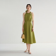 獨束微胖MM大碼女裝法式氣質(zhì)感高腰顯瘦A擺掛脖吊帶連衣裙 綠野仙蹤連衣裙 2XL (尺碼：4) 拍前和客服確認尺碼