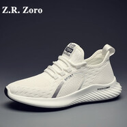 Z.R.Zoro品牌男鞋夏季新款透氣運動(dòng)鞋男輕便鞋子小白鞋男跑步休閑鞋網(wǎng)鞋男 白色增高款-高檔男鞋 40 (皮鞋碼現貨)