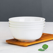 國玥 骨瓷純白餐具碗碟圓形面碗家用釉下彩大小陶瓷碗具菜盤(pán)米飯碗 純白6英寸面碗4個(gè)裝