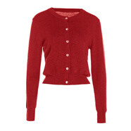 歐柏蘭奴針織開(kāi)衫女春秋新款V領(lǐng)單排扣外套休閑百搭上衣 R13紅色 均碼