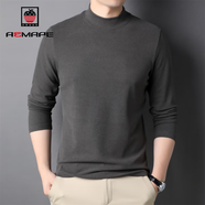 AEMAPE高端品牌長(cháng)袖T恤男春秋季半高領(lǐng)純色雙面絨保暖打底衫上衣服男裝 灰色 165/M 建議（95-115斤）