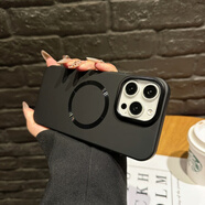 誒西適用蘋(píng)果16手機殼鏡頭支架殼iPhone16ProMax磨砂感磁吸充電16Pro全包防摔硬殼手機保護套 鎏金噴油鏡頭支架-黑色 蘋(píng)果16