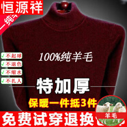 恒源祥純羊毛絨衫純羊毛毛衫毛衣男冬季加厚純半高領(lǐng)中年爸爸針織打底衫 酒紅 高 領(lǐng)純?nèi)?00 M 170碼(適合120-140斤)純?nèi)?00