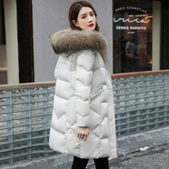 俏婷朵羽絨服女2024中長(zhǎng)款女士外套冬季大毛領(lǐng)白鴨絨時(shí)尚女式冬裝派克服 7717米白色（貉子毛領(lǐng)） L（115斤-125斤）