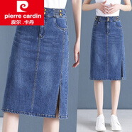 皮爾卡丹（pierre cardin）女裝女士牛仔半身裙女中長(cháng)款春秋a字后開(kāi)叉牛仔裙2025新款a版裙子 淺藍色A 側開(kāi)叉有彈 XL 29
