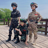 啟旨兒童迷彩服套裝短袖夏季軍訓(xùn)服全套童裝夏令營(yíng)幼兒園小學(xué)生訓(xùn)練服 黑鷹短袖（四件套） 130