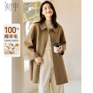 初申100%純羊毛毛呢大衣女百搭通勤厚實保暖雙面呢大衣外套S144G1016