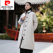 皮爾卡丹（pierre cardin）2024冬季復(fù)古風(fēng)棉服文藝女裝外套棉麻盤(pán)扣中長(zhǎng)款唐服棉衣寬松棉襖 棉麻色 均碼