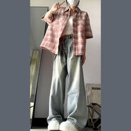 IQTM胖女孩穿顯瘦的衣服胖mm梨形身材穿搭套裝夏季美式復(fù)古收腰牛仔褲 單件背心 L (105-115斤)