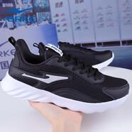 鴻星爾克（ERKE）男鞋跑步鞋網(wǎng)面透氣輕質(zhì)減震輕便簡(jiǎn)約跑步鞋子休閑鞋男生 正黑/正白 39