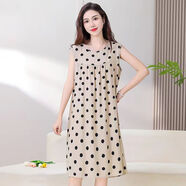 沛阮棉綢睡衣女夏季無(wú)袖睡裙女綿綢連衣裙中老年加大碼寬松裙子可外穿 膚點(diǎn)點(diǎn) 4XL 建議140-160斤加肥大碼