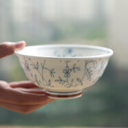 和風(fēng)四季景德鎮(zhèn)日式釉下彩家用餐具餐廳陶瓷飯碗面碗湯碗圓盤碗碟組合套裝 花蔓草5.5英寸反口碗（450ml)