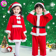 童編圣誕老人衣服套裝兒童圣誕節服裝兒童圣誕老人服裝兒童圣誕節衣服 圣誕老人服女童套裝 【連衣裙+帽子】 110