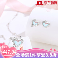 OMIKY心形繁星項(xiàng)鏈女925純銀韓版ins風(fēng)愛(ài)心鎖骨鏈幻彩月光石項(xiàng)飾品 心愿繁星愛(ài)心套裝【耳釘+項(xiàng)鏈】