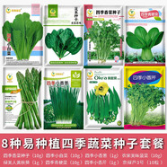 鳳鳴雅世8種易種植四季蔬菜種子套餐香菜種子小白菜菠菜香菜油菜青梗菜蘆筍小蔥秋葵芹菜種籽四季播種庭陽臺