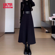 UKMR黑色感長(zhǎng)袖連衣裙子女春夏季2025新款小個(gè)子大衣內(nèi)搭打底長(zhǎng)裙 【黑色半高領(lǐng)長(zhǎng)裙】【小個(gè)子/氣 M 95-110斤