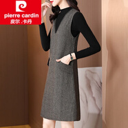 皮爾卡丹（pierre cardin）女裝毛呢背心連衣裙子女秋冬季2025年新款小個(gè)子打底馬甲套裝新品 打底+裙子 XL115-125斤