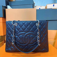 【二手99新】香奈兒Chanel CF jumbo GST 黑色 荔枝皮 手提 單肩 女士手袋 女包 黑銀（99新閑置品）