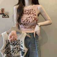 云大師美式辣妹復(fù)古工字針織吊帶背心女夏遮副乳寬肩帶無袖短款運(yùn)動(dòng)上衣 美式復(fù)古【粉色】 均碼
