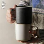 九土 手工日式復古粗陶咖啡杯陶瓷杯子情侶對杯家用馬克杯辦公室茶杯 復古白+經(jīng)典黑套裝