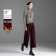 德瑪納復古安可拉紅冬季新款加厚加絨闊腿牛仔褲女