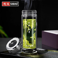思寶（SIBAO）玻璃杯山水知音男高檔商務(wù)便攜水杯水晶貴族雙層過(guò)濾泡茶禮品刻字 山水知音3號-460ml