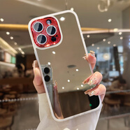 艾尚美（lovemei）cancel 補(bǔ)妝鏡面適用蘋果15promax手機(jī)殼新款iPhone15pro套感女款14全包 紅色 高清鏡面  iPhone15Pro