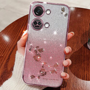 羅璐鷗 一加ACE2V手機殼女款硅膠殼Oneplus1+ACE2Pro外殼防摔保護套水鉆漸變閃粉電鍍 【漸變玫瑰金】+全屏鋼化膜 一加Ace2V