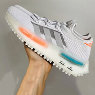 阿迪達斯 （adidas）三葉草男鞋女鞋2025夏季新款NMD_S1運動鞋boost減震跑步鞋 FZ5707白/銀灰/橘紅 41 (255mm)