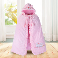 弗依郝嬰兒披風(fēng)斗篷秋冬外出防風(fēng)擋風(fēng)兒童加厚保暖寶寶卡通披肩防寒女童 小浣熊加厚-粉色(可脫膽) 秋冬兩 建議0-5歲寶寶