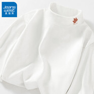 真維斯（JEANSWEST）雙面德絨打底衫男秋冬季長(zhǎng)袖t恤男保暖內(nèi)搭上衣加絨半高領(lǐng)秋衣男 高領(lǐng) 白色 小楓樹葉_K_左領(lǐng)角 L