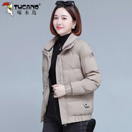 啄木鳥(niǎo)短款棉服女冬季2025新款加厚羊羔絨外套棉衣棉襖 橄欖色 M (建議80-95斤)