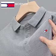 TOME BORNEK官店湯米男裝棉夏季短袖t恤刺繡男士polo衣衫保羅翻領(lǐng)半 品牌旗艦品質(zhì)湯米灰色暢袖款 品牌旗艦品質(zhì)1904XL建議180200斤