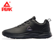 匹克運動(dòng)鞋男鞋跑步鞋 秋冬季商務(wù)旅游休閑鞋輕便皮面黑色男士鞋子 黑色/銀灰 42