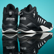 喬丹格蘭球鞋男學(xué)生籃球鞋秋冬高幫棉鞋休閑皮面48大碼青少年戰靴本命年 黑色（單鞋） 46 (280mm)