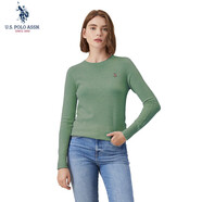 U.S. POLO ASSN.保羅針織衫秋冬季長(zhǎng)袖T恤保暖羊毛衫打底衫時(shí)尚百搭 綠色003【圓領(lǐng)】 XL
