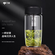 萬象單層玻璃杯男女士大容量商務辦公泡茶杯帶蓋茶漏茶水分離杯家用耐熱加厚創(chuàng)意便攜車載水杯子 皮紋黑-帶濾網(wǎng) 370毫升