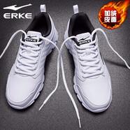 鴻星爾克男鞋加絨運動(dòng)鞋紅星皮面透氣防水男士冬季休閑旅游老爹跑步鞋子男 （加絨皮面）正白 40