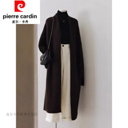 皮爾卡丹（pierre cardin）咖色浣熊絨中長(zhǎng)款毛衣外套女秋冬季羊毛加厚針織開(kāi)衫外搭大衣 黑色【收腰/減齡/胖mm/不規(guī)則/高 S90-105斤