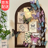 韞舜毛氈板照片墻3D蝴蝶墻貼留言軟木板展示板臥室玄關(guān)背景墻面裝飾畫 復(fù)古棕60*80 【32立體蝴蝶+6卡片+魔術(shù)貼】