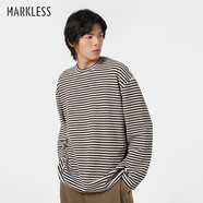 MARKLESST恤男秋冬條紋上衣寬松彈力長(cháng)袖打底衫 CTB3605M 灰卡色 XL