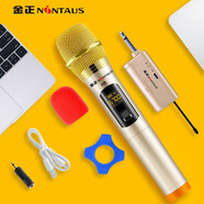 金正（NINTAUS）H8 無線麥克風話筒家庭KTV家用舞臺家庭卡拉OK唱歌戶外主播K歌插音響音箱 H8-金色