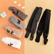 JANEOSTIN【單雙裝】?jì)和B褲襪春秋中小童中厚洋氣女童襪秋冬保暖可愛(ài)蝴蝶結女孩打底褲襪 黑色加厚 1-2歲 （建議尺碼80-90cm）